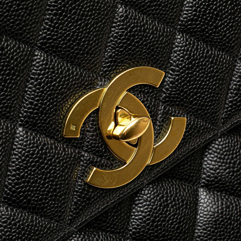 シャネル マトラッセ ココマーク チェーン ショルダーバッグ ブラック キャビアスキン レディース CHANEL 【中古】