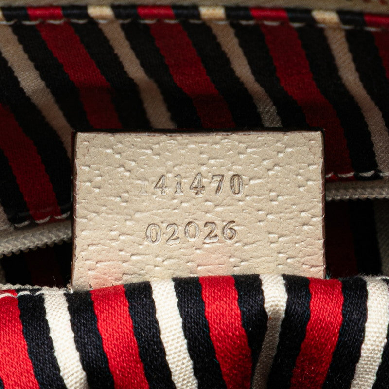グッチ アビー ロゴ トートバッグ 141470 ネイビー ベージュ キャンバス レザー レディース GUCCI 【中古】