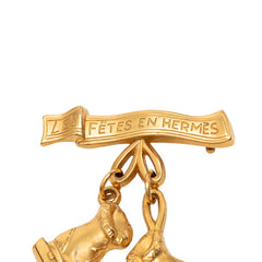 エルメス ヴィンテージ LE FETES EN HERMES スケート モチーフ ブローチ ゴールド メッキ レディース HERMES 【中古】