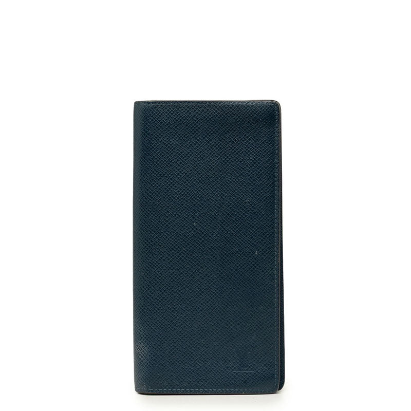 ルイ ヴィトン タイガ ポルトフォイユ ブラザ 二つ折り 長財布 M30502 ブルーマリーヌ ネイビー レザー メンズ LOUIS VUITTON 中古