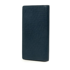 ルイ ヴィトン タイガ ポルトフォイユ ブラザ 二つ折り 長財布 M30502 ブルーマリーヌ ネイビー レザー メンズ LOUIS VUITTON 中古