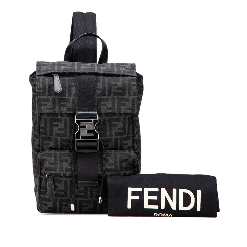 フェンディ ズッカ ボディバッグ 7VZ067 ブラック キャンバス レザー レディース FENDI 【中古】