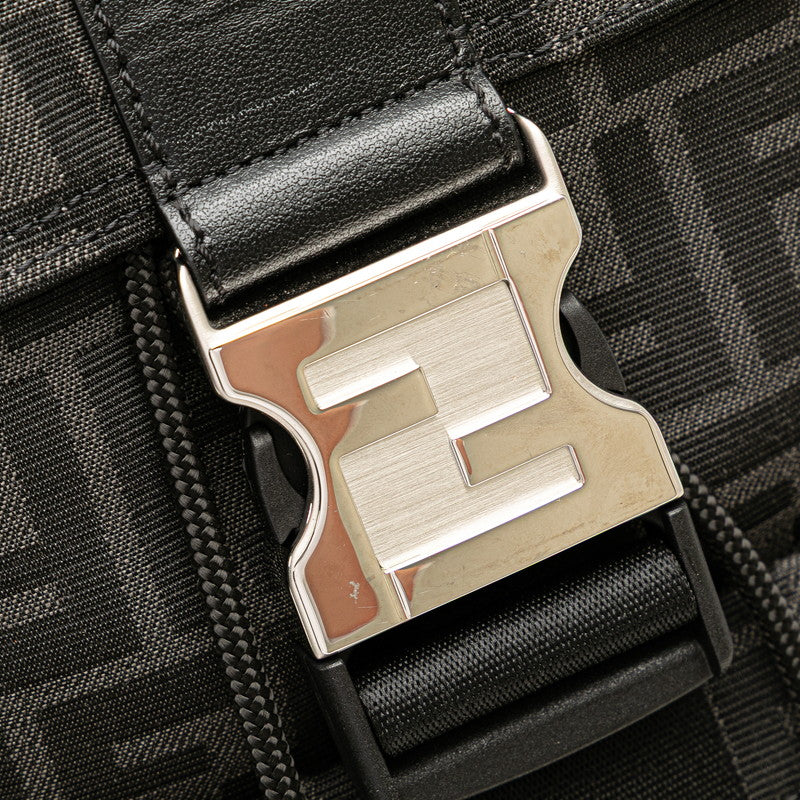 フェンディ ズッカ ボディバッグ 7VZ067 ブラック キャンバス レザー レディース FENDI 【中古】