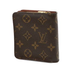 ルイ ヴィトン モノグラム コンパクトジップ 二つ折り財布 M61667 ブラウン PVC レザー レディース LOUIS VUITTON 【中古】