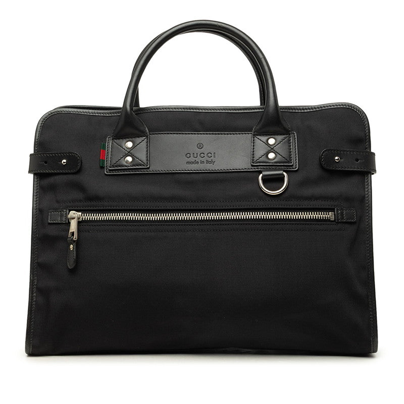 グッチ シェリーライン ビジネスバッグ ブリーフケース 246410 ブラック ナイロン レザー メンズ GUCCI 中古