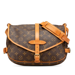 ルイ ヴィトン モノグラム ソミュール30 斜め掛け ショルダーバッグ M42256 ブラウン PVC レザー レディース LOUIS VUITTON 【中古】