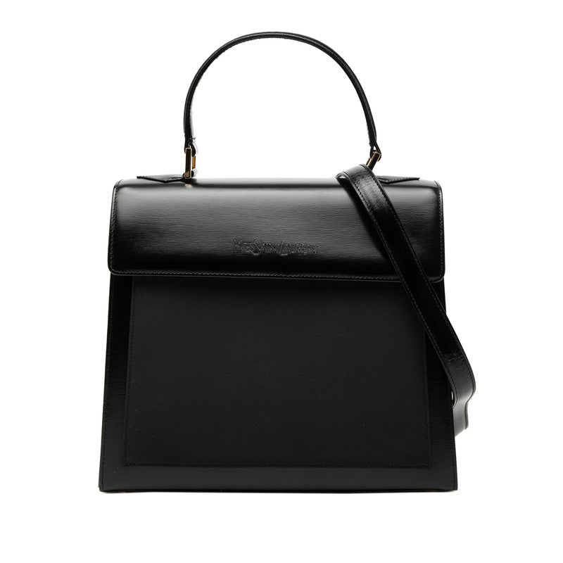サンローラン ロゴ ヴィンテージ ハンドバッグ ショルダーバッグ 2WAY ブラック ゴールド レザー レディース SAINT LAURENT 【中古】