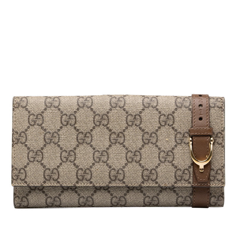 グッチ GGスプリーム 長財布 309754 ベージュ ブラウン PVC レザー レディース GUCCI 中古