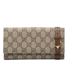 グッチ GGスプリーム 長財布 309754 ベージュ ブラウン PVC レザー レディース GUCCI 中古