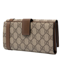 グッチ GGスプリーム 長財布 309754 ベージュ ブラウン PVC レザー レディース GUCCI 中古