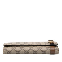 グッチ GGスプリーム 長財布 309754 ベージュ ブラウン PVC レザー レディース GUCCI 中古