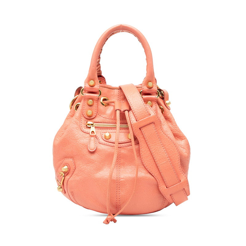 バレンシアガ ジャイアント ミニポンポン ハンドバッグ ショルダーバッグ 2WAY 285439 ピンク レザー レディース BALENCIAGA 【中古】