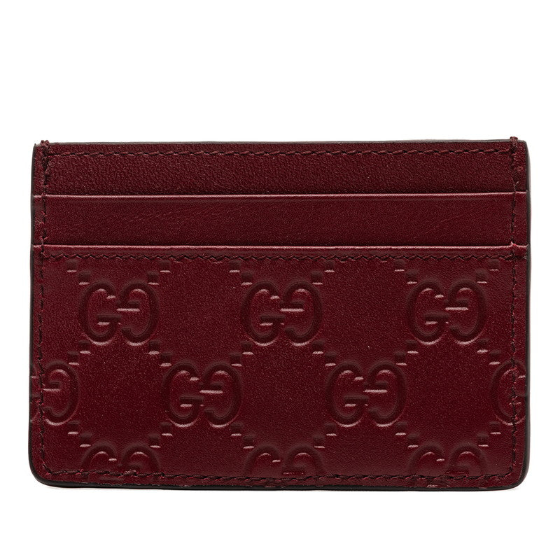 グッチ GGエンブレム カードケース パスケース 847204 ワインレッド ボルドー レザー レディース GUCCI 【中古】