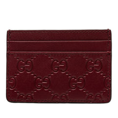 グッチ GGエンブレム カードケース パスケース 847204 ワインレッド ボルドー レザー レディース GUCCI 【中古】