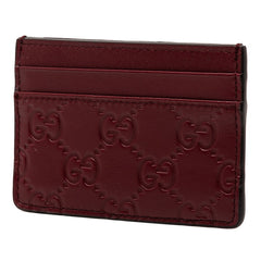 グッチ GGエンブレム カードケース パスケース 847204 ワインレッド ボルドー レザー レディース GUCCI 【中古】