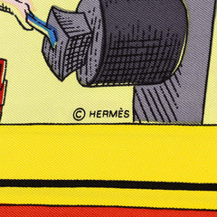 エルメス カレ90 L'ALPHABET DES METIERS 仕事のいろは スカーフ イエロー ブラック マルチカラー シルク レディース HERMES 中古