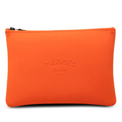 エルメス トゥルース フラット ネオバンMM ポーチ クラッチバッグ セカンドバッグ オレンジ ポリアミド レディース HERMES 中古