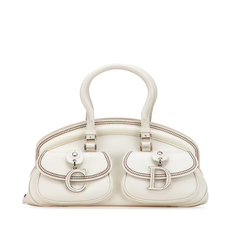 ディオール ハンドバッグ ミニボストンバッグ アイボリー ブラウン レザー レディース Dior 【中古】