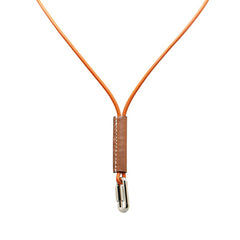 エルメス キュリオジテ ストラップ ネックストラップ オレンジ ブラウン シルバー ヴォースイフト メタル レディース HERMES 【中古】
