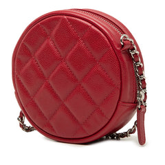 シャネル マトラッセ ココマーク 斜め掛け チェーン ショルダーバッグ レッド キャビアスキン レディース CHANEL 中古