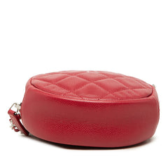 シャネル マトラッセ ココマーク 斜め掛け チェーン ショルダーバッグ レッド キャビアスキン レディース CHANEL 中古