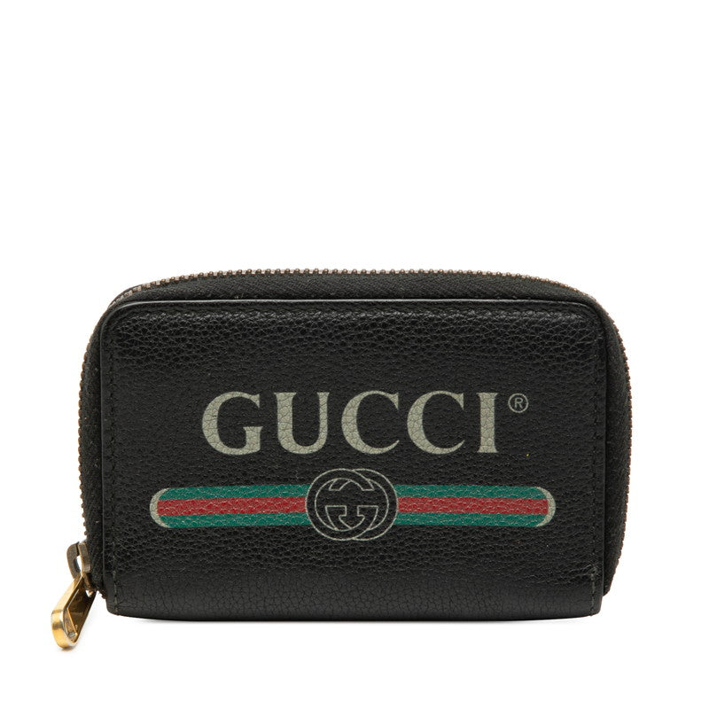 グッチ インターロッキングG ラウンドファスナー コインケース 小銭入れ 496319 ブラック レザー レディース GUCCI 【中古】