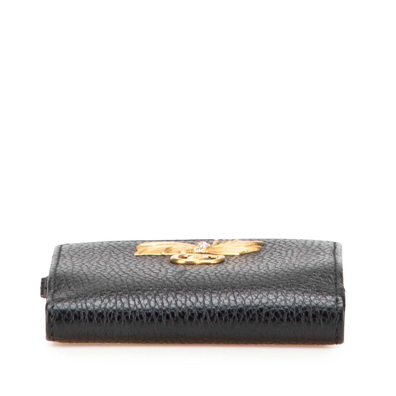 グッチ GGマーモント ボウ 二つ折り財布 524298 ブラック レザー レディース GUCCI 【中古】