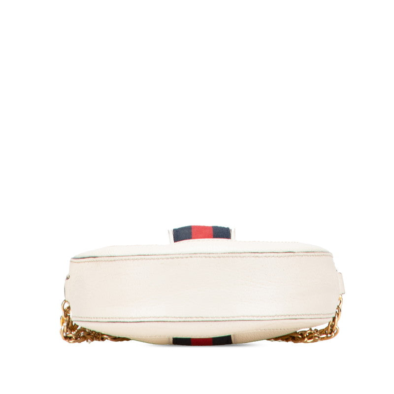 グッチ オフィディア ラウンド チェーン ショルダーバッグ 550618 ホワイト ネイビー レッド レザー レディース GUCCI 【中古】