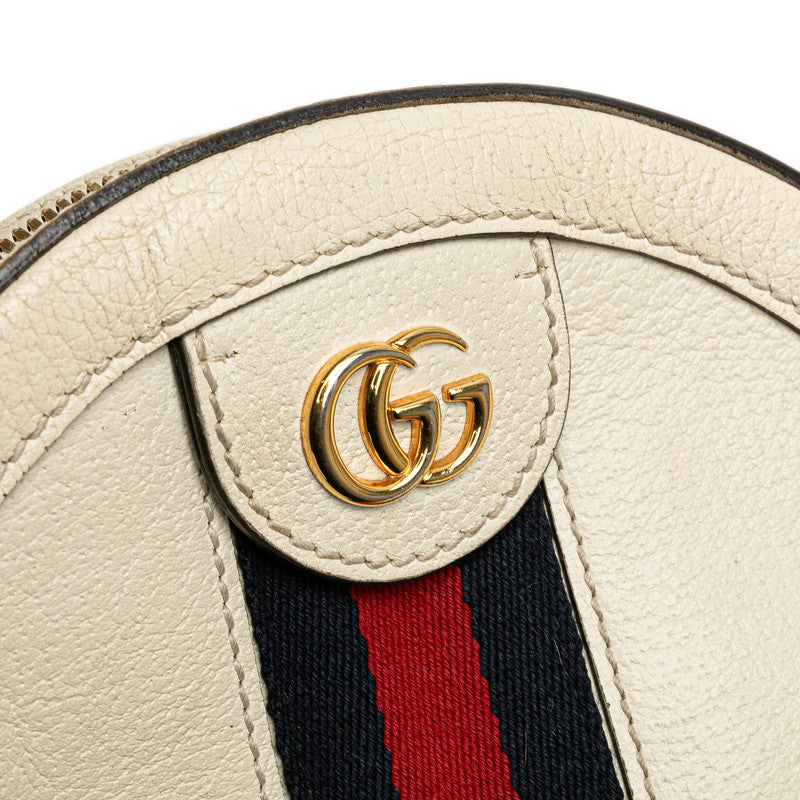 グッチ オフィディア ラウンド チェーン ショルダーバッグ 550618 ホワイト ネイビー レッド レザー レディース GUCCI 【中古】