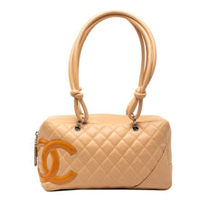 シャネル ココマーク カンボン ボーリングバッグ ミニボストンバッグ ショルダーバッグ ベージュ レザー レディース CHANEL 【中古】