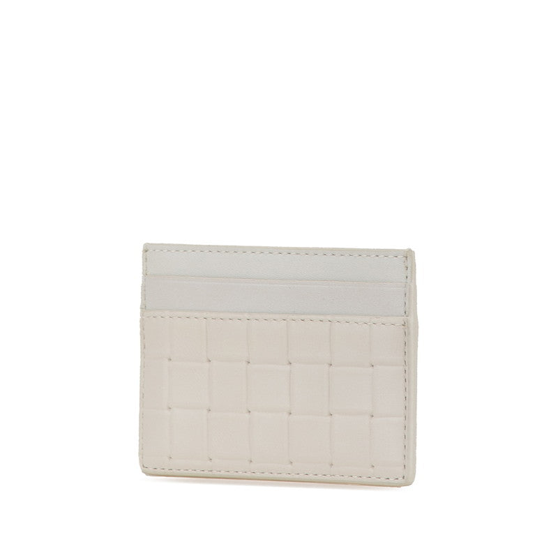 ボッテガヴェネタ イントレチャート カードケース ホワイト レザー レディース BOTTEGAVENETA 【中古】