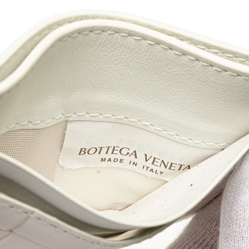 ボッテガヴェネタ イントレチャート カードケース ホワイト レザー レディース BOTTEGAVENETA 【中古】