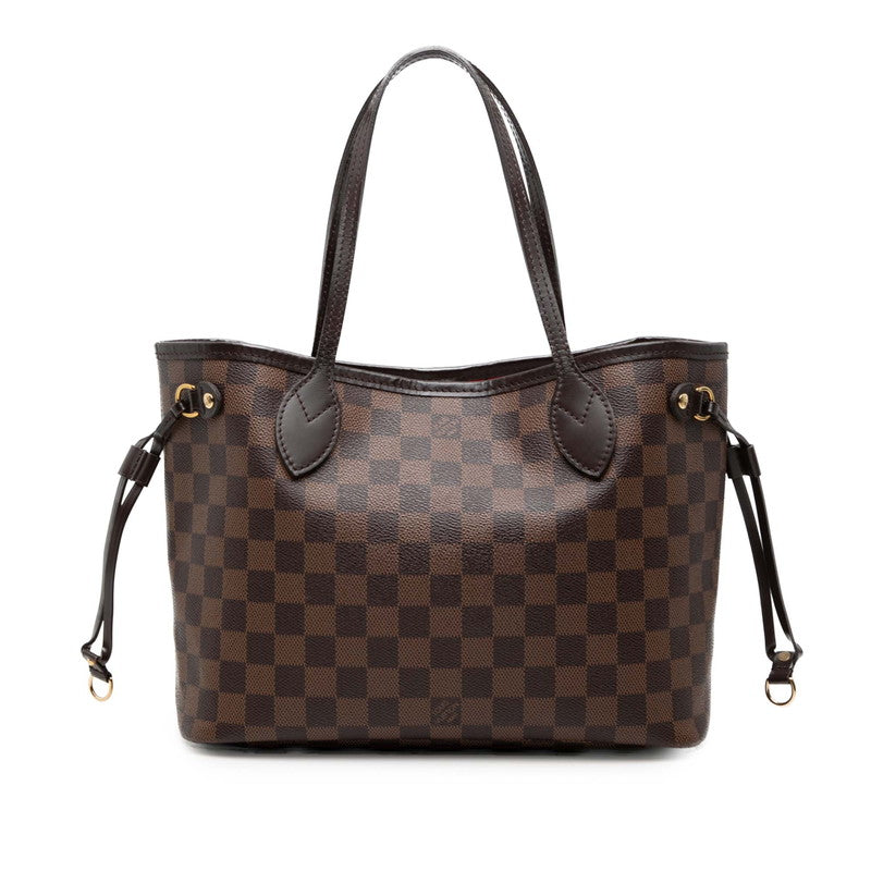 ルイ ヴィトン ダミエ ネヴァーフルPM トートバッグ ショルダー N51109 ブラウン PVC レザー レディース LOUIS VUITTON 中古