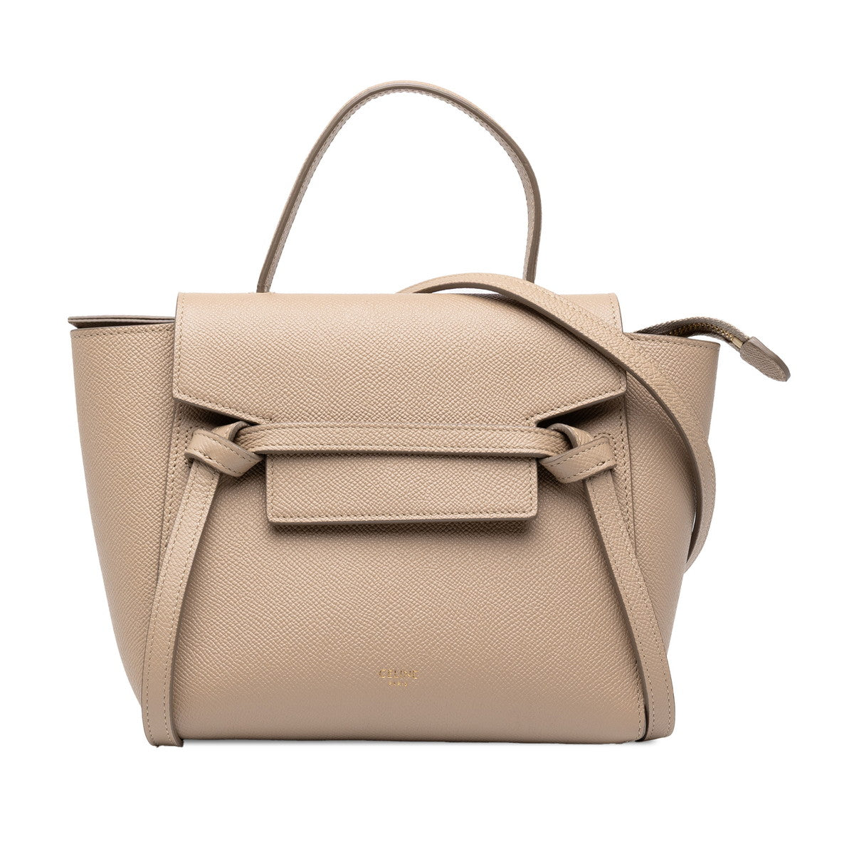 セリーヌ ベルトバッグ ナノ ハンドバッグ 2WAY ショルダーバッグ ベージュ レザー レディース CELINE 中古