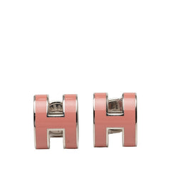 エルメス ミニ ポップH アッシュ ピアス シルバー ピンク メタル レディース HERMES 中古