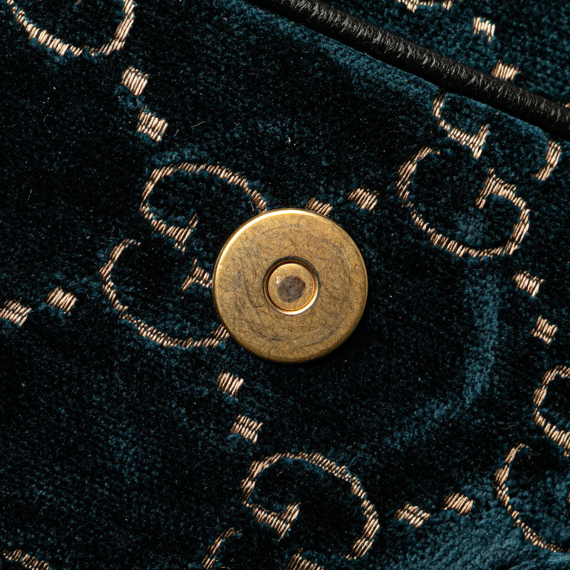 グッチ GGベルベット スモール リュック バックパック 574942 グリーン ブラック ベルベット レザー レディース GUCCI 【中古】