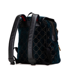 グッチ GGベルベット スモール リュック バックパック 574942 グリーン ブラック ベルベット レザー レディース GUCCI 【中古】