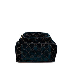 グッチ GGベルベット スモール リュック バックパック 574942 グリーン ブラック ベルベット レザー レディース GUCCI 【中古】