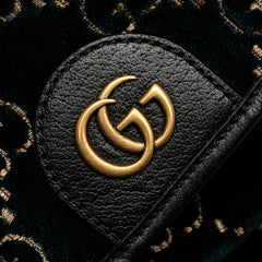 グッチ GGベルベット スモール リュック バックパック 574942 グリーン ブラック ベルベット レザー レディース GUCCI 【中古】