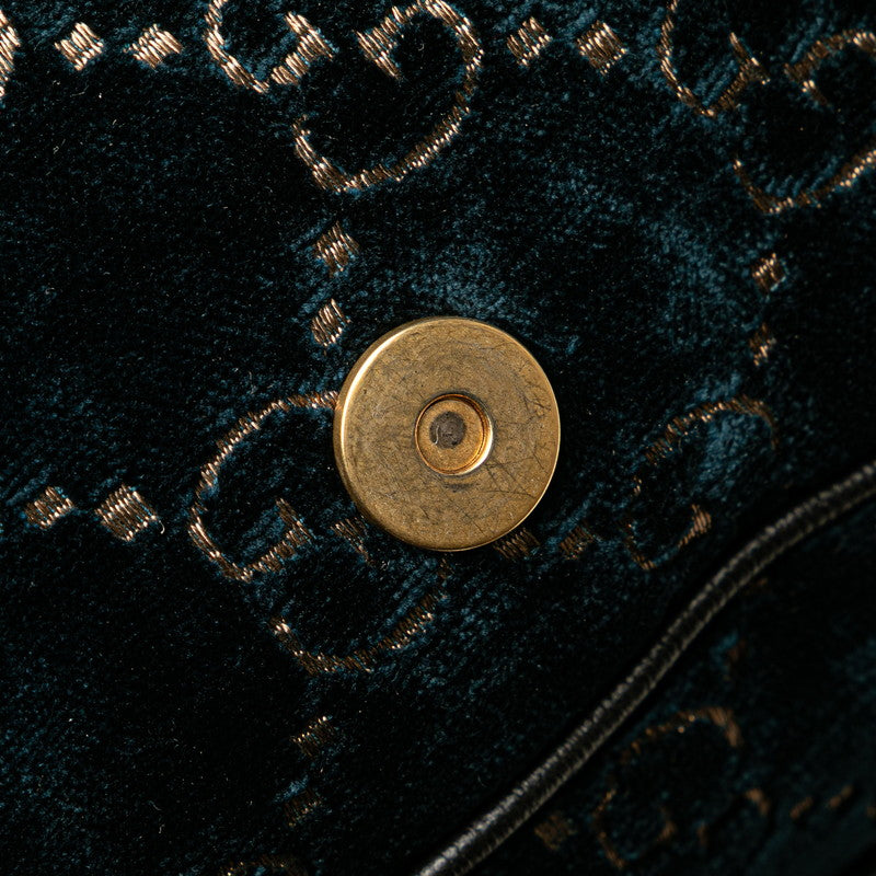 グッチ GGベルベット スモール リュック バックパック 574942 グリーン ブラック ベルベット レザー レディース GUCCI 【中古】