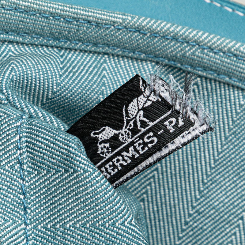 エルメス ヴァルパライソPM ハンドバッグ ブルージーン トワルシェブロン レザー レディース HERMES 【中古】