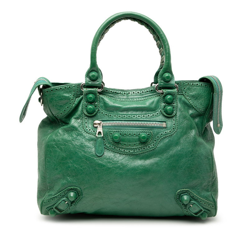 バレンシアガ ジャイアント ヴェロ ハンドバッグ グリーン レザー レディース BALENCIAGA 【中古】