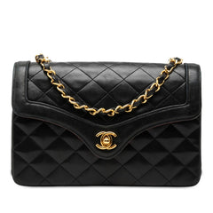 シャネル ココマーク マトラッセ チェーン ショルダーバッグ ブラック ゴールド ラムスキン レディース CHANEL 中古