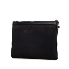 サンローラン リヴ ゴーシュ クラッチバッグ ブラック キャンバス レザー レディース SAINT LAURENT 【中古】