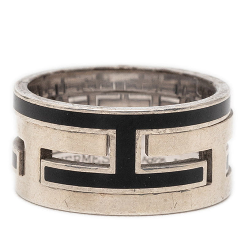 エルメス ムーブアッシュ リング 指輪 サイズ52 ブラック SV925 シルバー レディース HERMES 【中古】