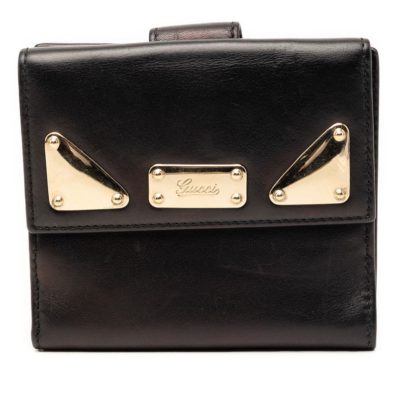 グッチ 二つ折り財布 181896 ブラック レザー レディース GUCCI 【中古】
