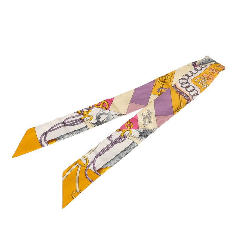 エルメス ツイリー Cliquetis クリケティス スカーフ ホワイト マルチカラー シルク レディース HERMES 【中古】