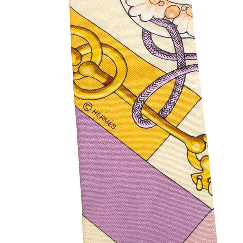 エルメス ツイリー Cliquetis クリケティス スカーフ ホワイト マルチカラー シルク レディース HERMES 【中古】