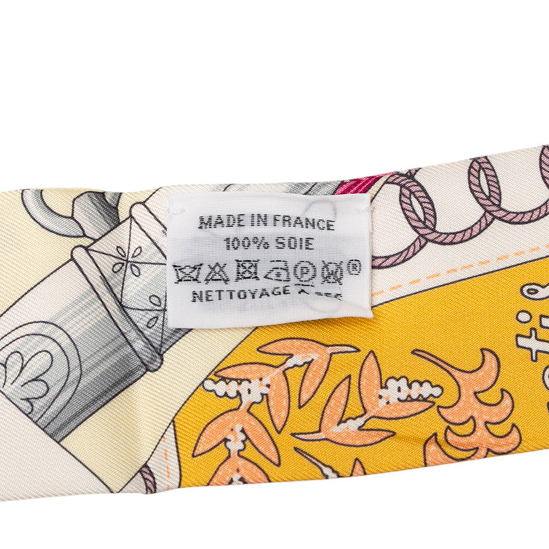 エルメス ツイリー Cliquetis クリケティス スカーフ ホワイト マルチカラー シルク レディース HERMES 【中古】