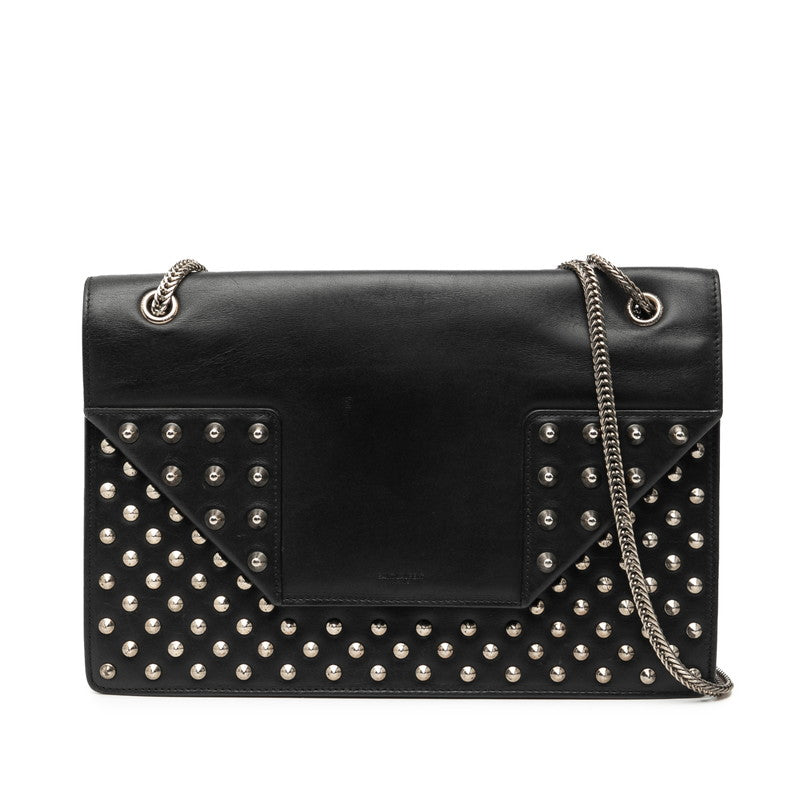 サンローラン スタッズ チェーン ショルダーバッグ ブラック レザー レディース SAINT LAURENT 中古